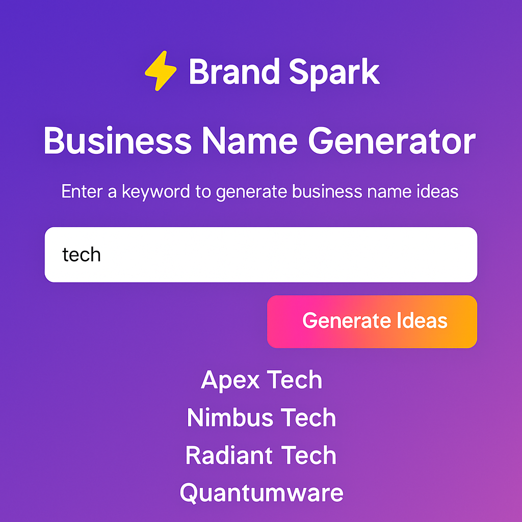 Business Name Generator Screenshot